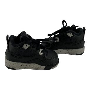 Nike Kid’s Air Jordan 4 IV Retro Black Gray Cement Sneakers Size 4 Toddler